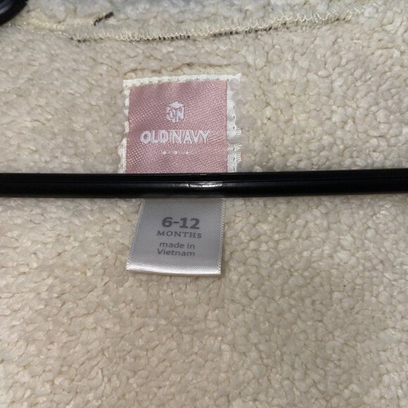 Old Navy Baby Sherpa-Lined Brown Coat With Hood & Button Pockets - Picture 4 of 6